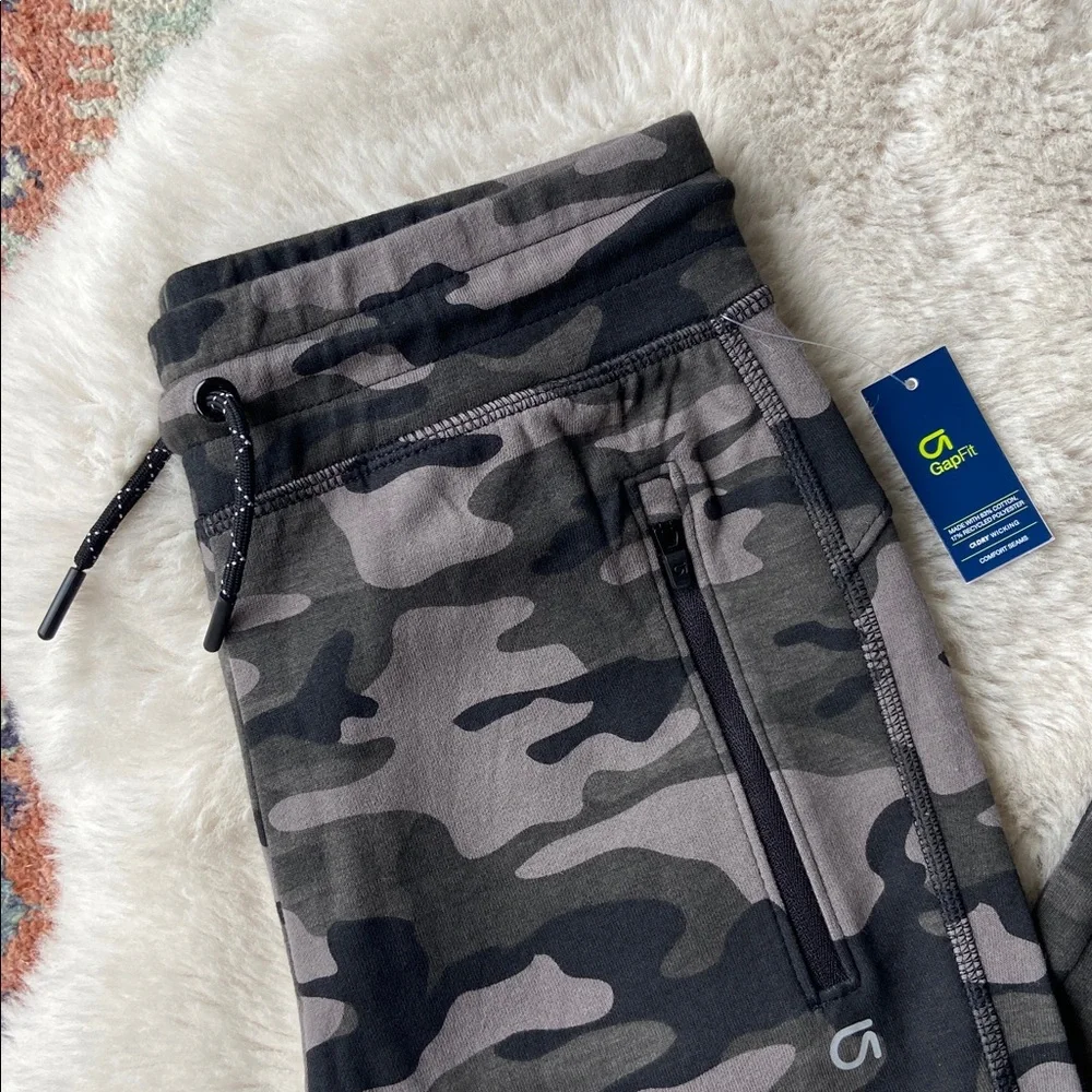 Gap Fit boys grey & black camo jogger sweat pant athletic sporty kids XL 12